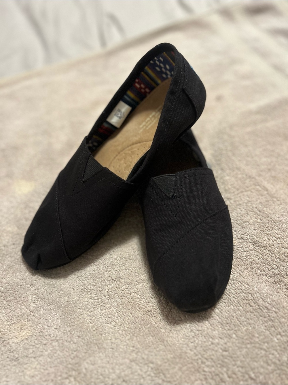 TOMS Black Canvas Slip-On Flats